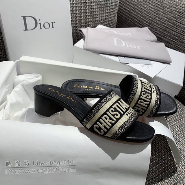 DIOR女鞋 迪奧2021專櫃新款磨砂新大底涼拖 Dior一字型刺繡平拖  naq1513